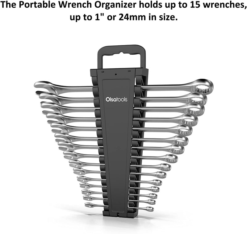Olsa Tools Wall Mount Wrench Organizer with Rotating Clips | Blue Anodized  Aluminum + Black Clips | Premium Quality Wrench Holder | 14 Wrenches Fit